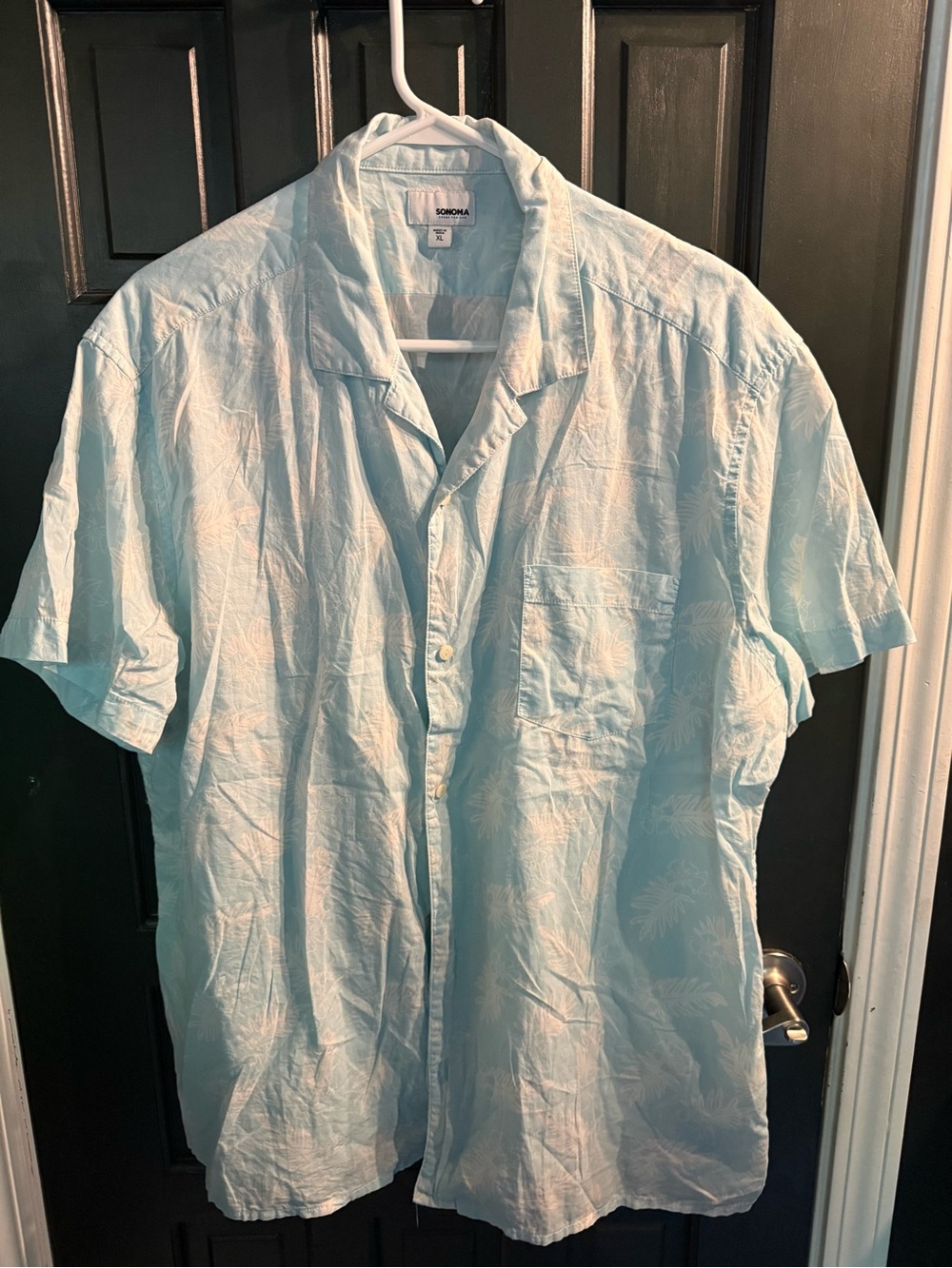 Sonoma Light Aqua Short-Sleeve Button-Down Shirt